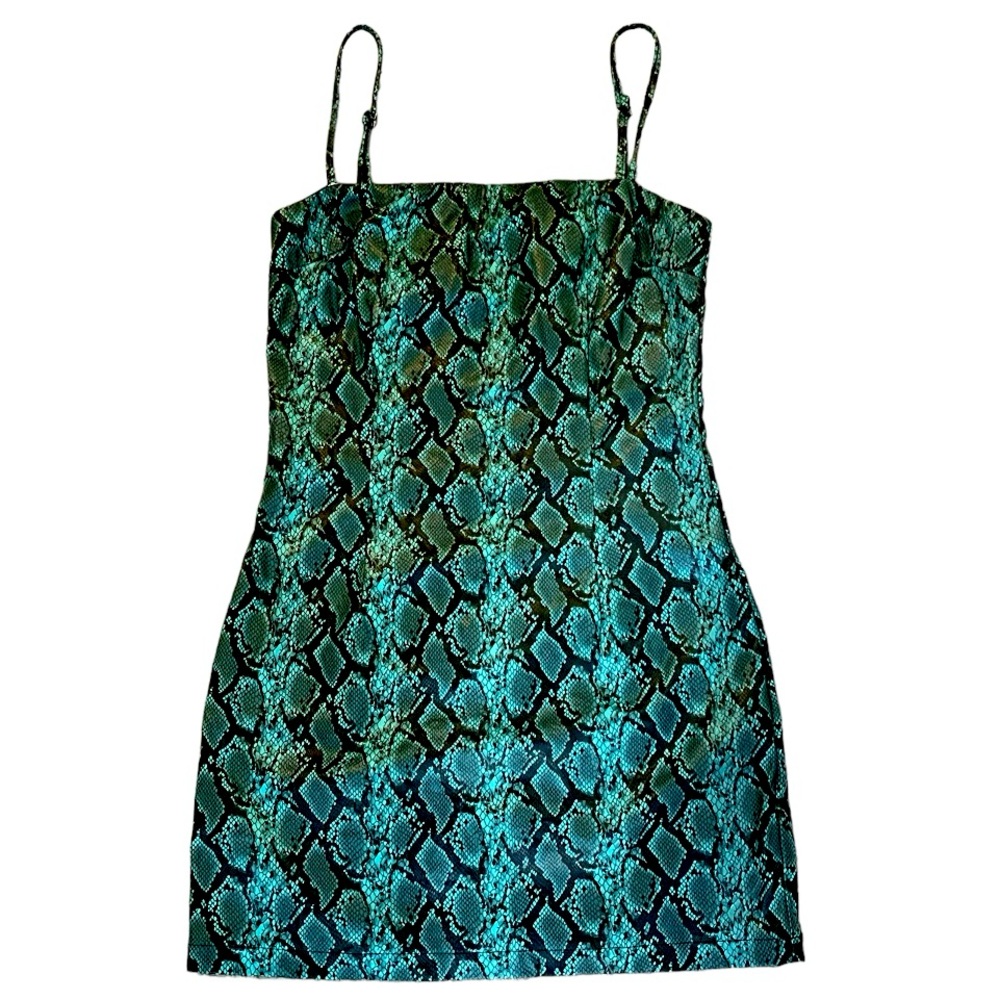 Tiger Mist ‘Viper’ Faux Leather Snakeskin Dress Size M Punky Trendy Snake print